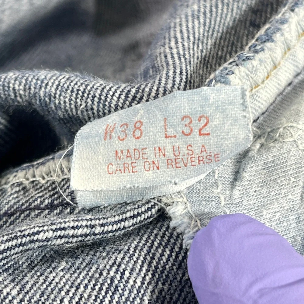 Vtg Levi's 505 Jeans Mens 34x31 Blue Acid Wash Orange Tab Straight Leg‎ Vintage